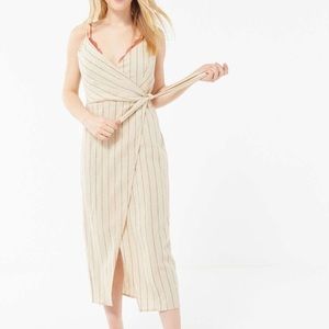 Urban Outfitters Quebec Linen Side Tie Midi Dress